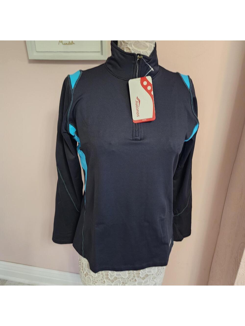 NWT Saucony Drylete sportop tri zip qtr zip sport top large